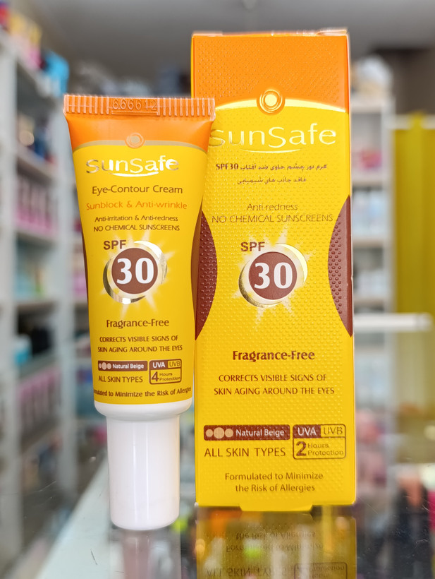 کرم دور چشم حاوی ضدآفتاب روشن کننده و ضد چروک سان سیف با spf 30
