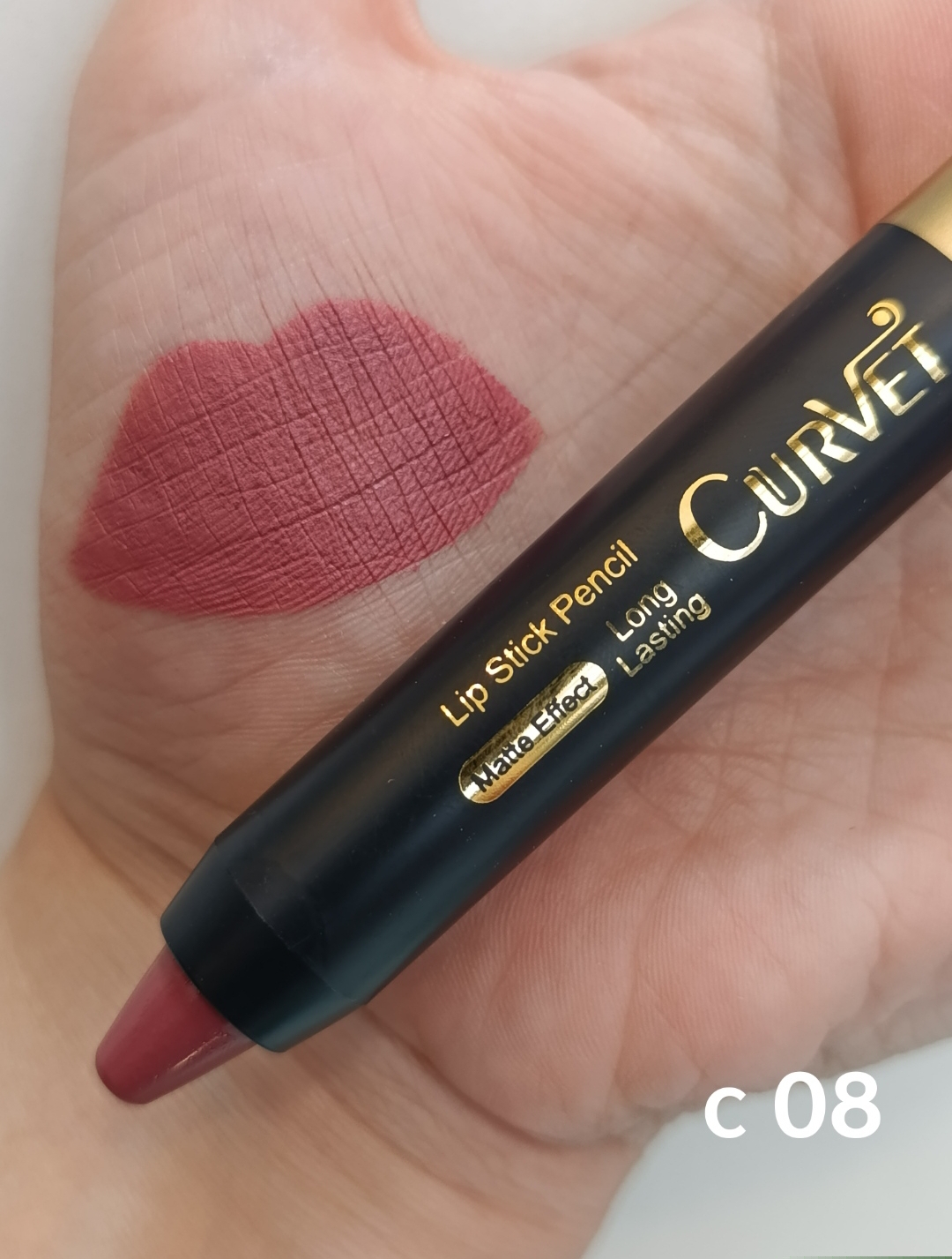 رژ لب مدادی پیچی مخملی و مات بسیار بادوام کوروت c 08