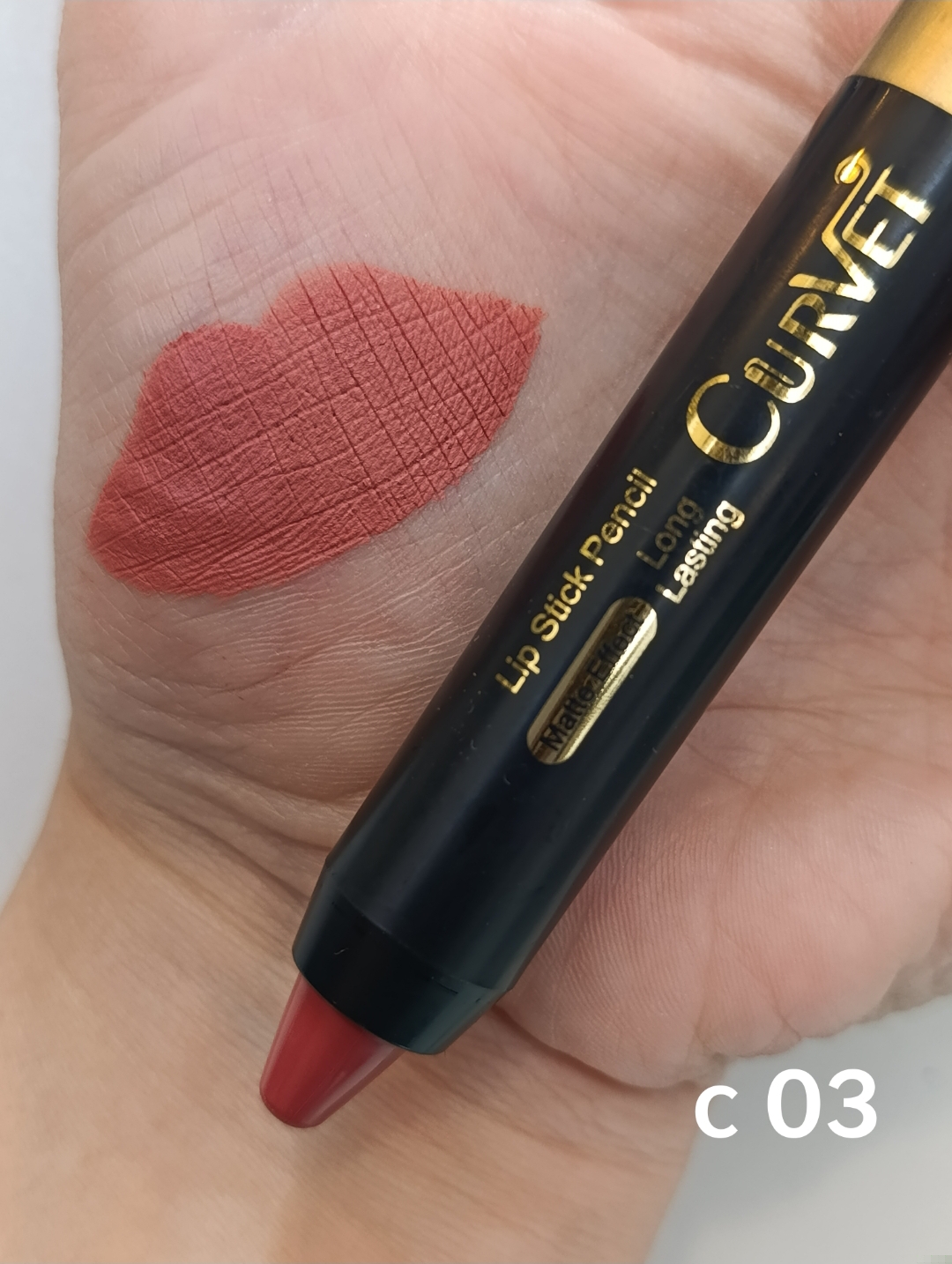 رژ لب مدادی پیچی مخملی و مات بسیار بادوام کوروت c 03