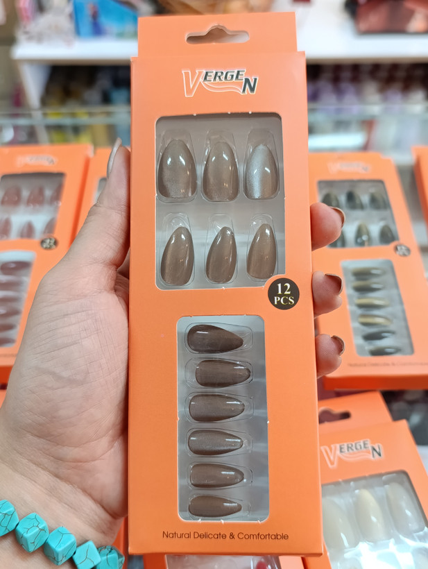 ناخن مصنوعی سر گرد طرح کروم ژله ای (بدون نیاز به چسب) g 415