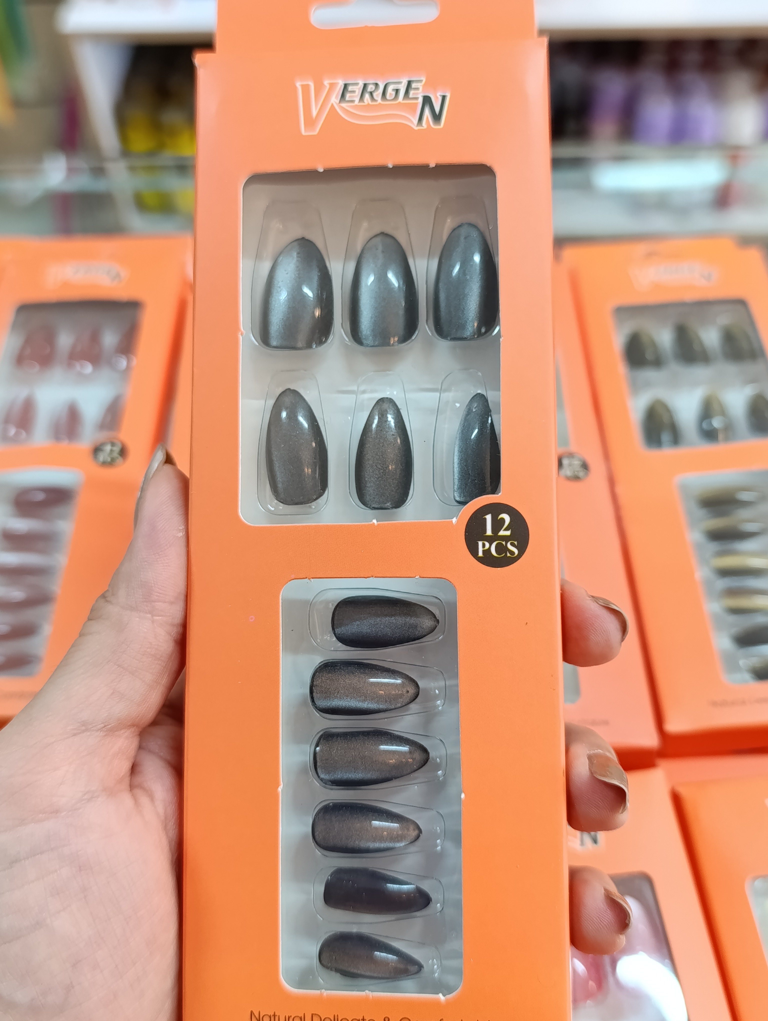 ناخن مصنوعی سر گرد طرح کروم ژله ای (بدون نیاز به چسب) g418