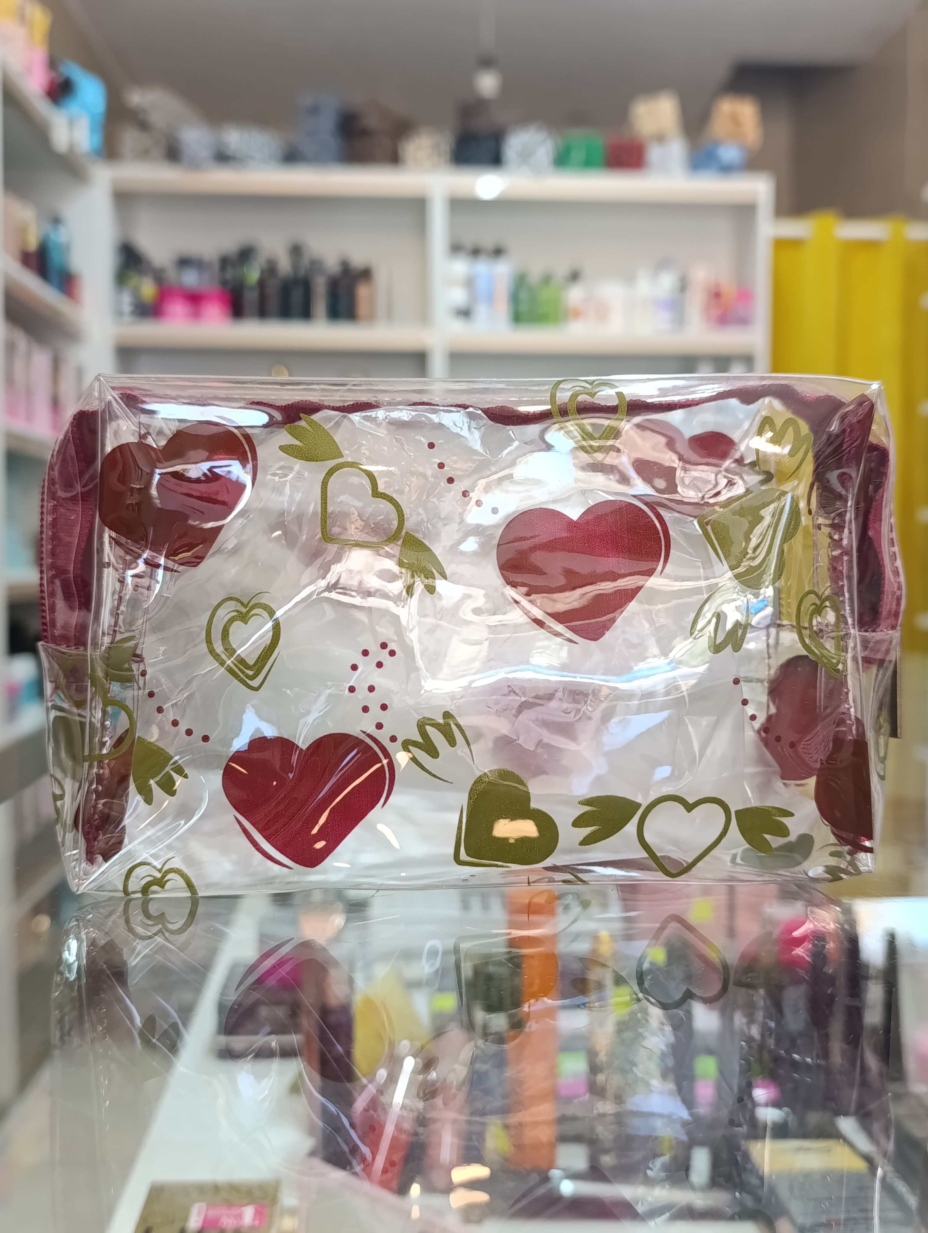 کیف آرایش طلقی کوچک با کیفیت بالا قرمز سبز