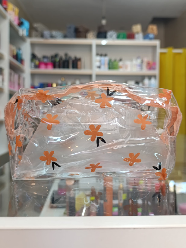 کیف آرایش طلقی کوچک با کیفیت بالا سبز نارنجی