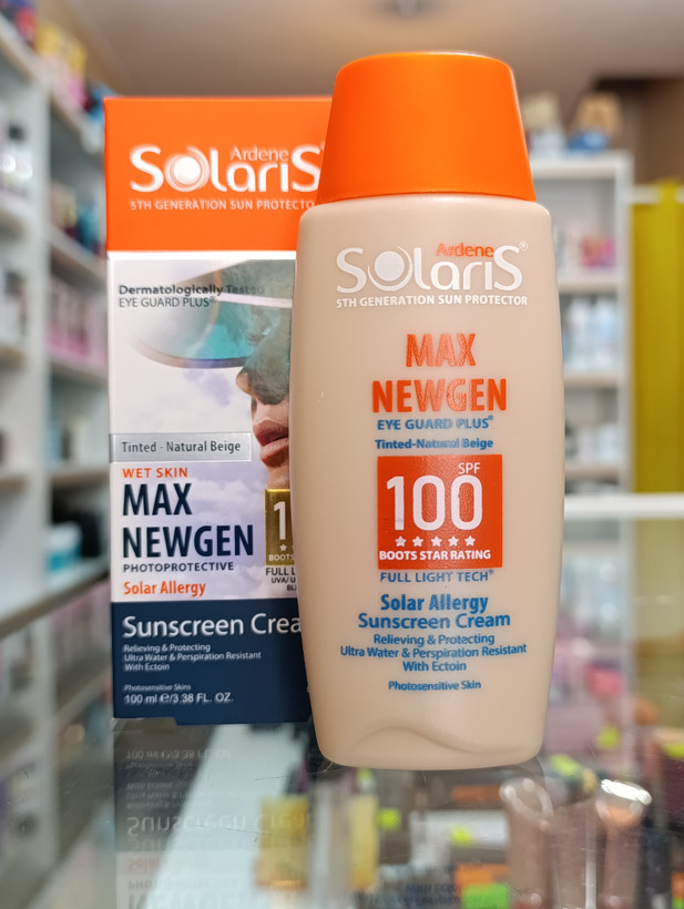 کرم ضدآفتاب سولاریس مکس نیوژن مناسب پوستهای حساس spf100 بژ طبیعی